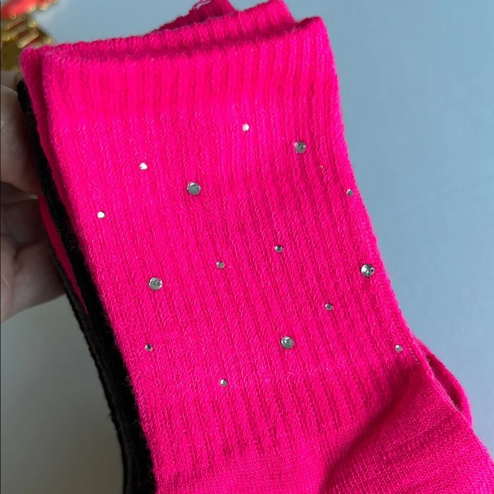 Juicy Couture hot pink and black sock set of five
